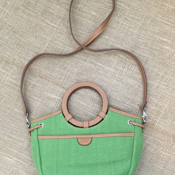 Fossil Green crossbody purse with leather assents. - Picture 2 of 8